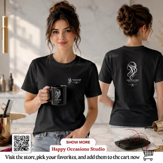 Hair Stylist Black White Salon Uniform, Editable T-Shirt