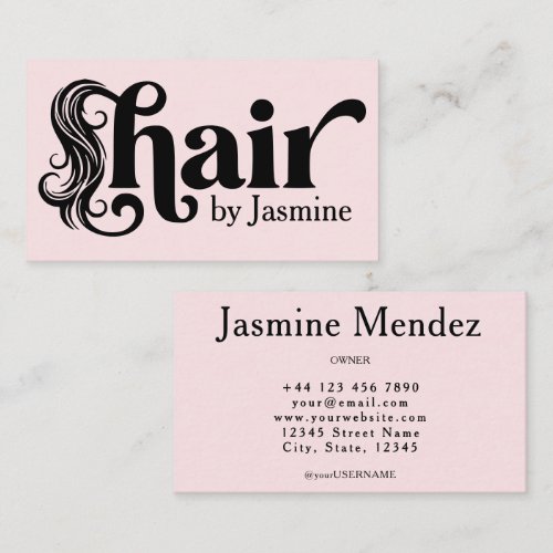 Hair Stylist Blush Pink Professional Salon Business Card