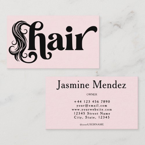 Hair Stylist Blush Pink Professional Salon Business Card
