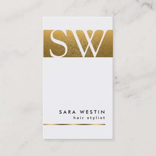 Customizable Hair Stylist Bold Gold Monogram Business Card