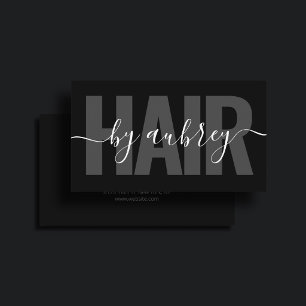 Hair Stylist Bold Modern Minimal Script Black  Business Card