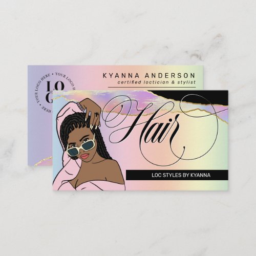 Hair Stylist Braids Locs Salon Custom Logo Bus Business Card