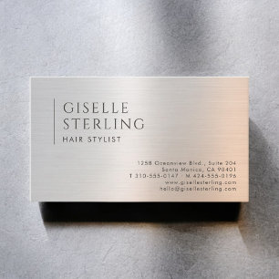 Hair Stylist Brushed Metal Business Card