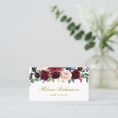 Hair Stylist Burgundy Blue Floral Appointment Card (Standing Front)
