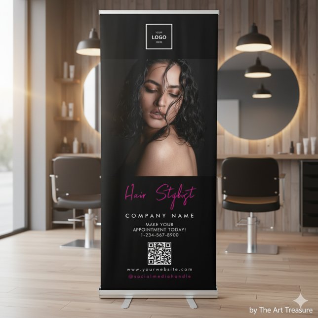 Hair Stylist Business Black Retractable Banner (Creator Uploaded)