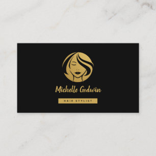 Hair Stylist business card. Gold on Black Business Card