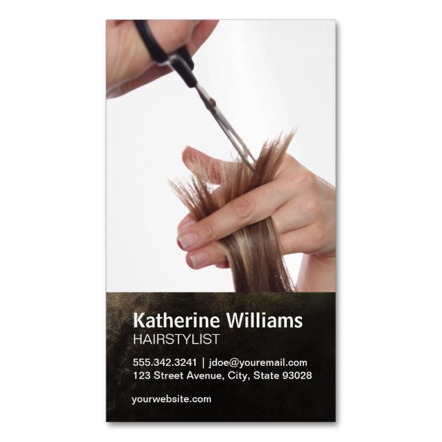 Hair Stylist Business Card Magnet (Front Vertical)