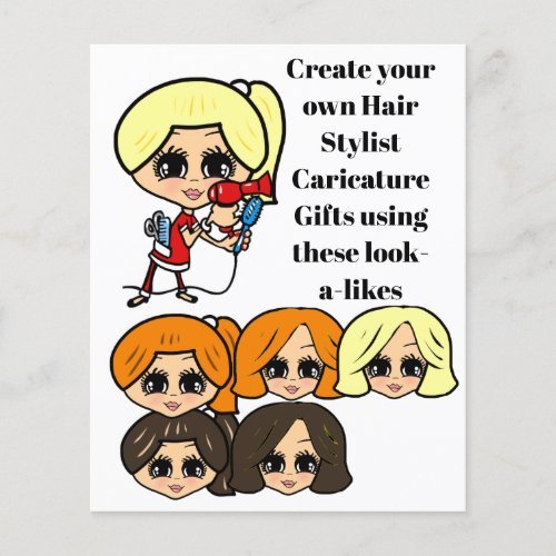 Hair Stylist CARICATURE Gifts _ FREE DESIGN HELP Flyer