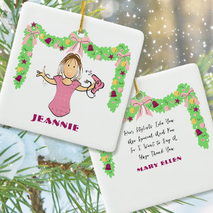 Hair Stylist Cartoon Funny Thank You Christmas Ceramic Ornament