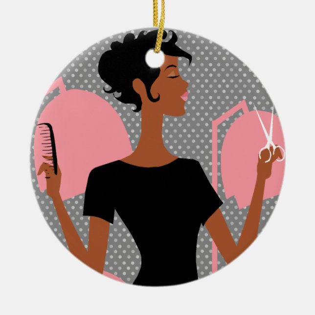 Hair Stylist Ceramic Christmas Ornaments (Front)
