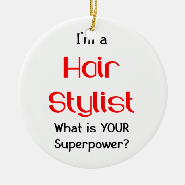 Hair stylist ceramic ornament (Front)