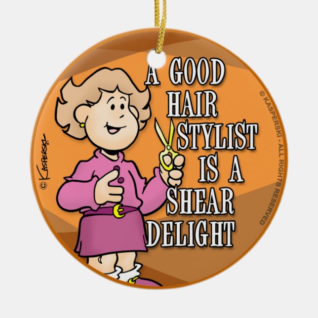 Hair Stylist Ceramic Ornament (Front)