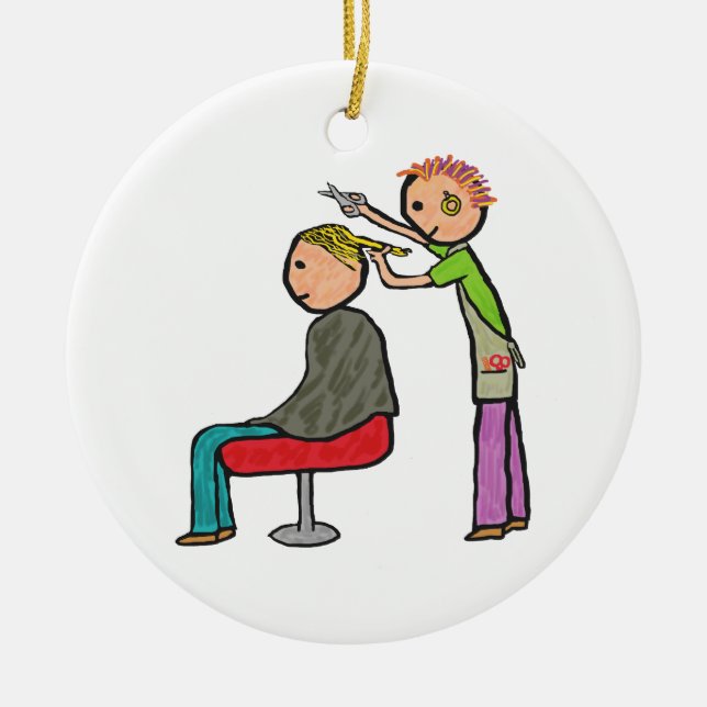 Hair Stylist Ceramic Ornament (Front)