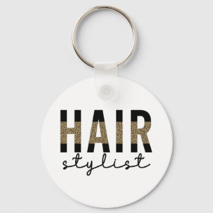 Hair Stylist Cheetah Typography Hairdresser Gift Keychain