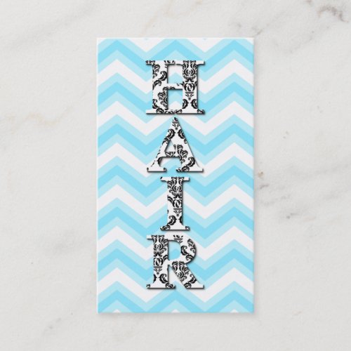 Hair Stylist Chevron Blue Damask Business Card