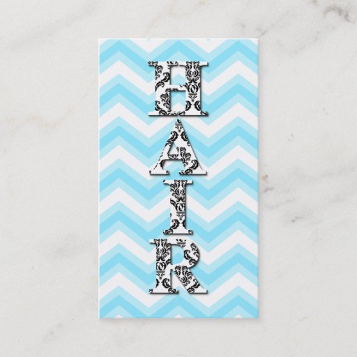 Customizable Hair Stylist Chevron Blue Damask Business Card