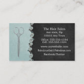 Hair Stylist Chic Black And Teal with Flower Vine Business Card (Back)