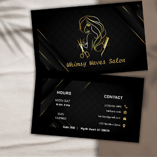 Hair Stylist Chic Black & Gold Beauty Salon Business Card
