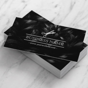 Hair Stylist Chic Curly Hair & Scissor Business Card