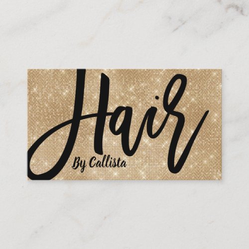 Hair Stylist Chic Gold Glitter Modern Typography Business Card