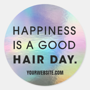 Hair Stylist Chic Modern Typography Colorful Foil Classic Round Sticker