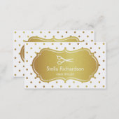 Hair Stylist - Chic White Gold Glitter Polka Dots Business Card (Front/Back)