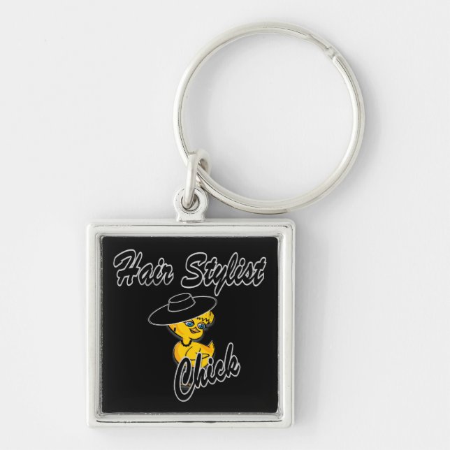 Hair Stylist Chick #4 Keychain (Front)