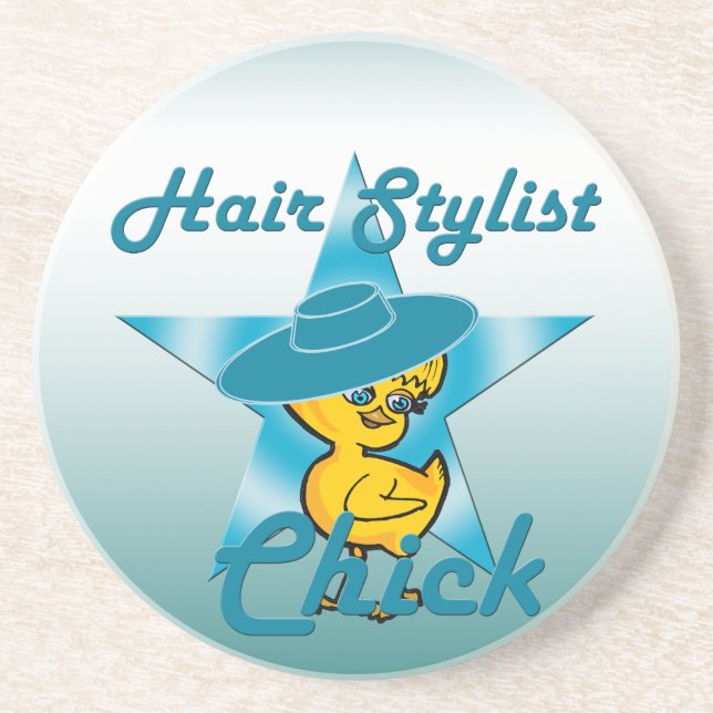 Hair Stylist Chick #7 Drink Coaster (Front)