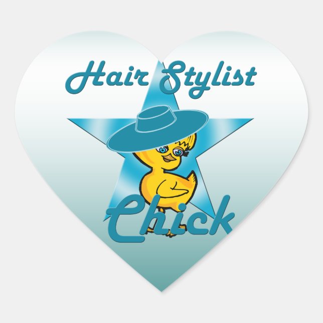 Hair Stylist Chick #7 Heart Sticker (Front)