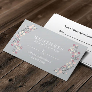 Hair Stylist Classy Floral Silver Appointment Card