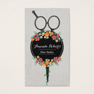 Hair Stylist Classy Scissor & Flowers Appointment Business Card
