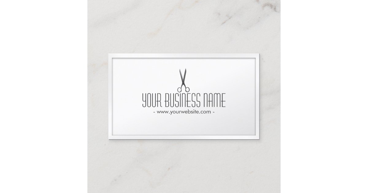 Hair Stylist Classy White Scissor Hair Salon Business Card