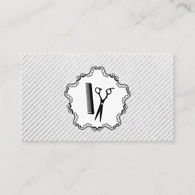 Hair Stylist Comb and Scissors Appointment Card (Front)