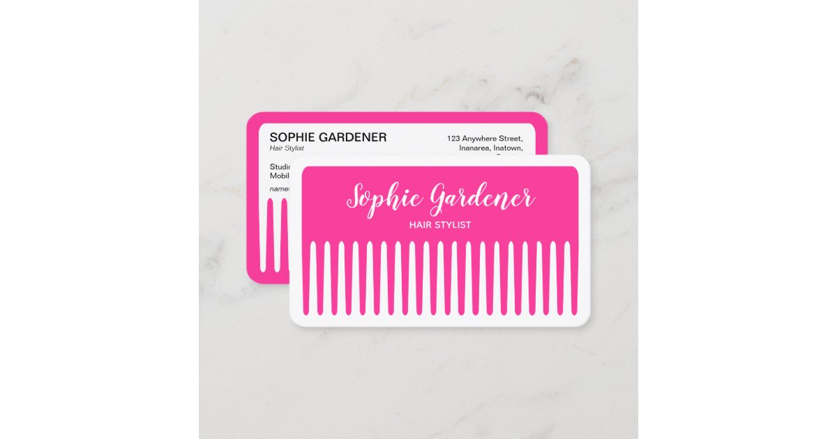 Hair Stylist - Comb - #FF3399 (Hot Pink) Business Card | Zazzle