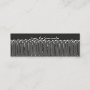 Hair stylist comb modern black hair salon branding mini business card