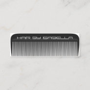 Hair Stylist Comb Modern Black Hair Salon Branding Mini Business Card at Zazzle