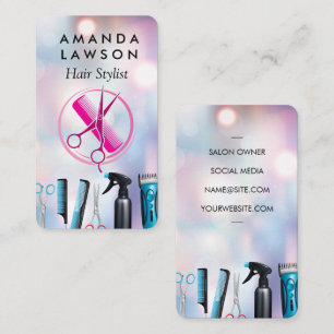 Hair Stylist Comb Scissors Logo   Beauty Business Card