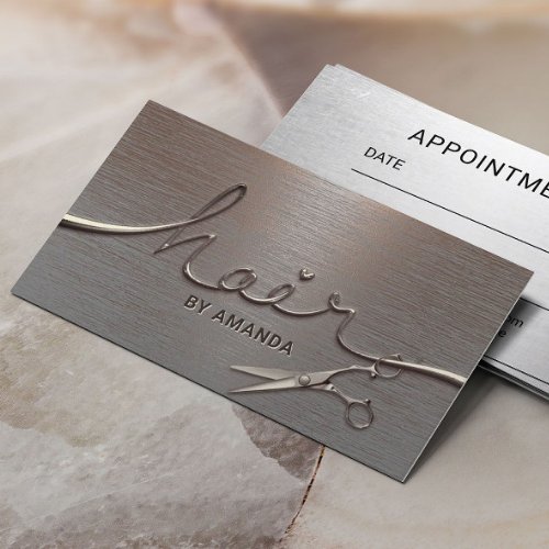 Hair Stylist Creative Copper Metal 3D Script  Appointment Card