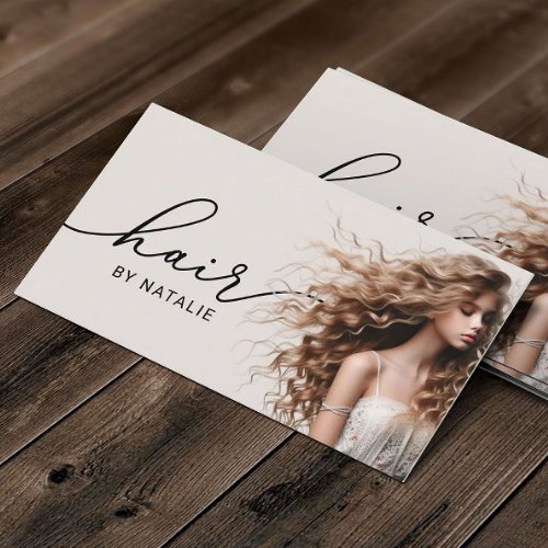 Hair Stylist Curly Hair Girl Photo Beauty Salon Business Card