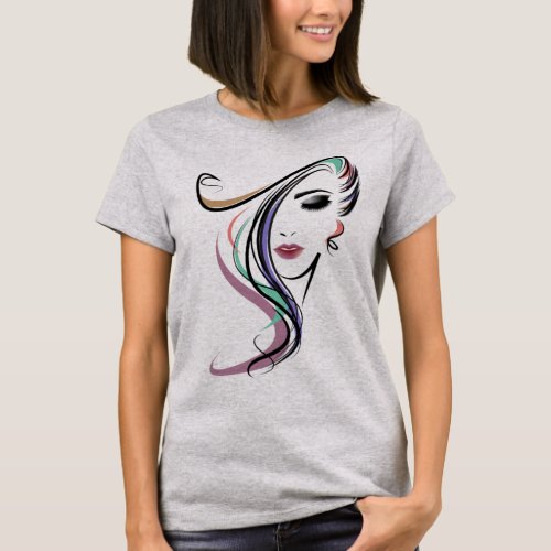 Hair Stylist Cute Girl Face T_Shirt