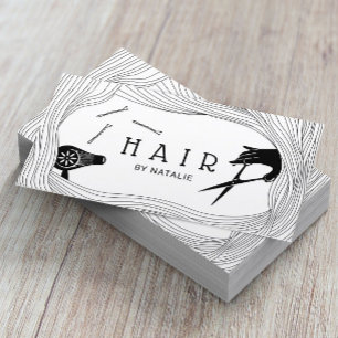 Hair Stylist Cute Hand Drawn Hair Frame Salon Business Card