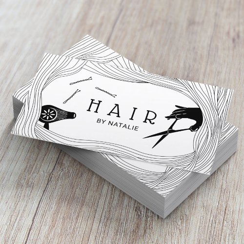 Hair Stylist Cute Hand Drawn Hair Frame Salon Business Card