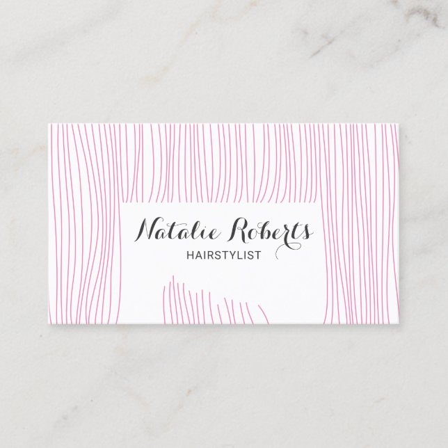 Hair Stylist Cute Pink Hair Hairdresser Business Card (Front)