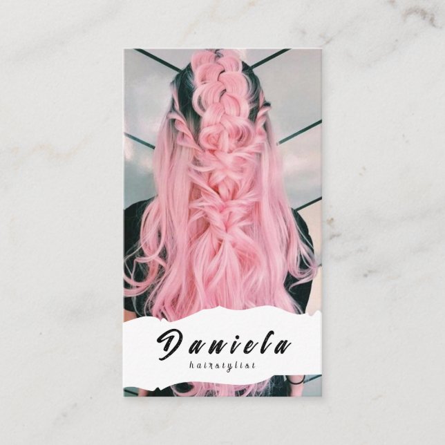 Hair Stylist Cute Scissor Minimalist Blush Pink Business Card (Front)