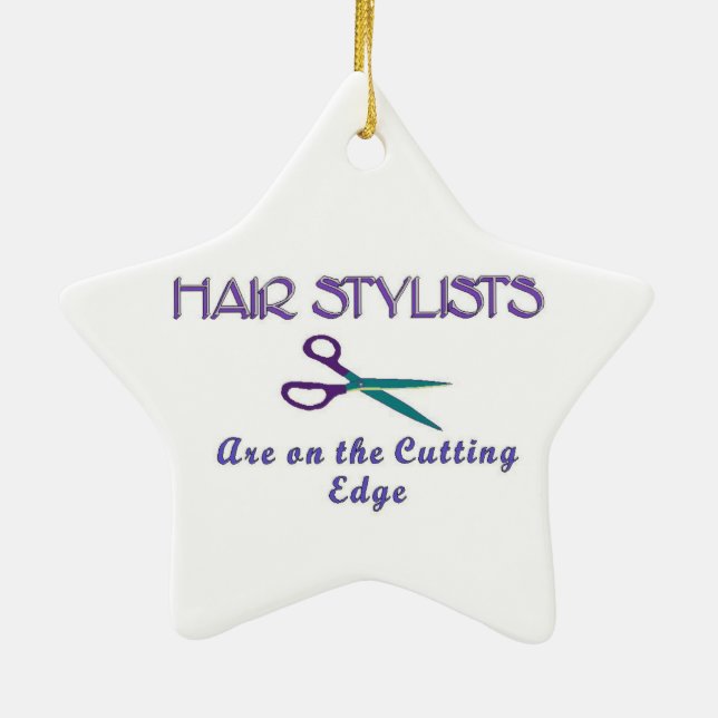 Hair Stylist Cutting Edge Ceramic Ornament (Back)