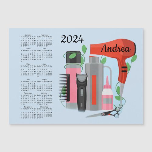 Hair Stylist Design 2024 Calendar Magnetic Card