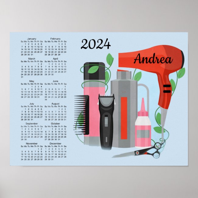 Hair Stylist Design 2024 Calendar Poster