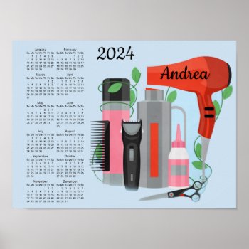 Hair Stylist Design 2024 Calendar Poster by SjasisDesignSpace at Zazzle