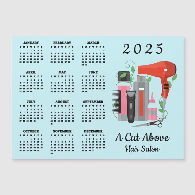 Hair Stylist Design 2025 Calendar Magnetic Card