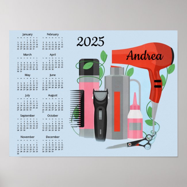 Hair Stylist Design 2025 Calendar Poster